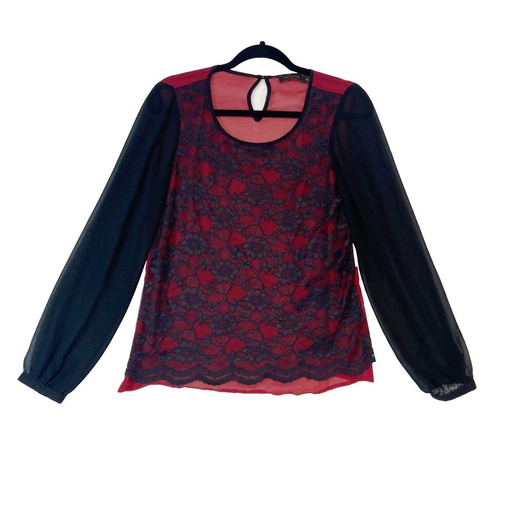 The Limited Top Women's XS Red Black Lace Y2K Whimsigoth Romantic Vampire Witchy